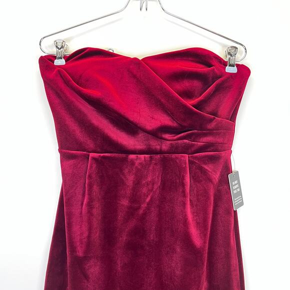 Express Velvet Strapless Midi Sheath dress ruby - S - Picture 3 of 13